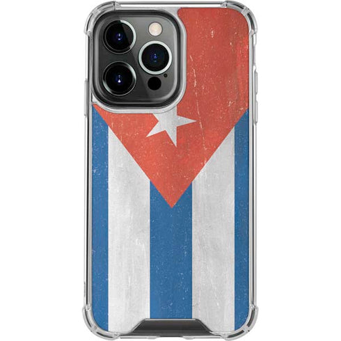 Cuban Flag Distressed iPhone 14 Pro Clear Case